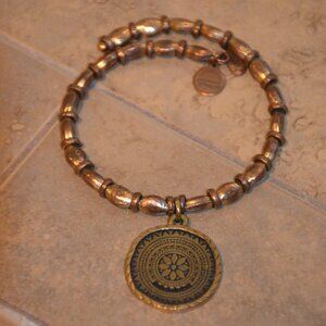 Alex and Ani Slip On Bracelet with Mandala type coin charm